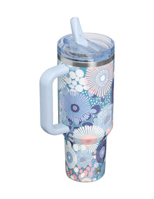 QUENCHER PROTOUR FLIP STRAW TUMBLER 40OZ BLUE DREAM WILDFLOWER