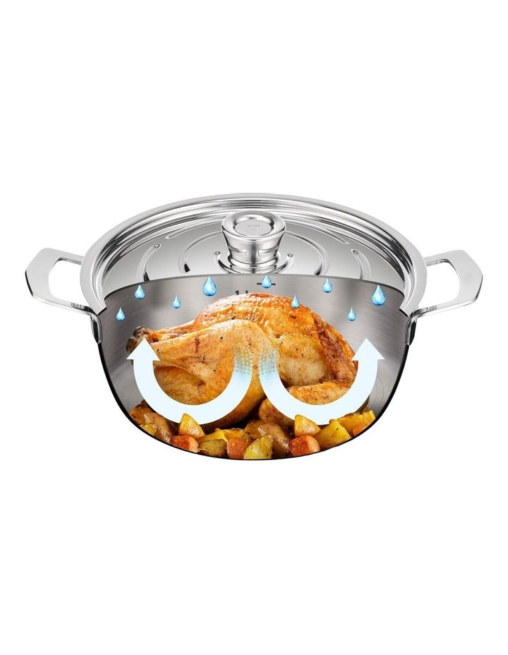 Emotion+ Gourmet Induction Uncoated Dutch Oven 24cm in Stainless Steel Uncoat