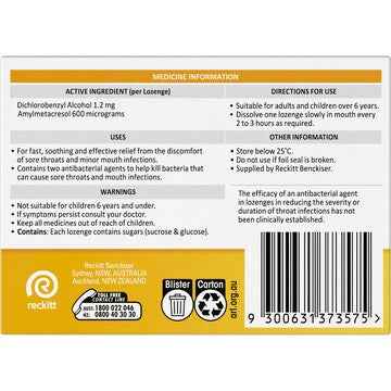 Strepsils Double Antibacterial Soothing Throat Lozenge Honey & Lemon 36 pack