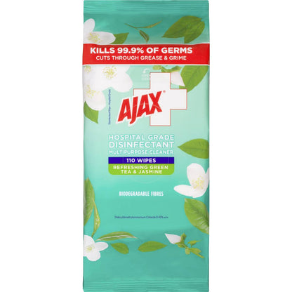 Ajax Disinfectant Cleaning Wipes Green Tea & Jasmine 110 Wipes each