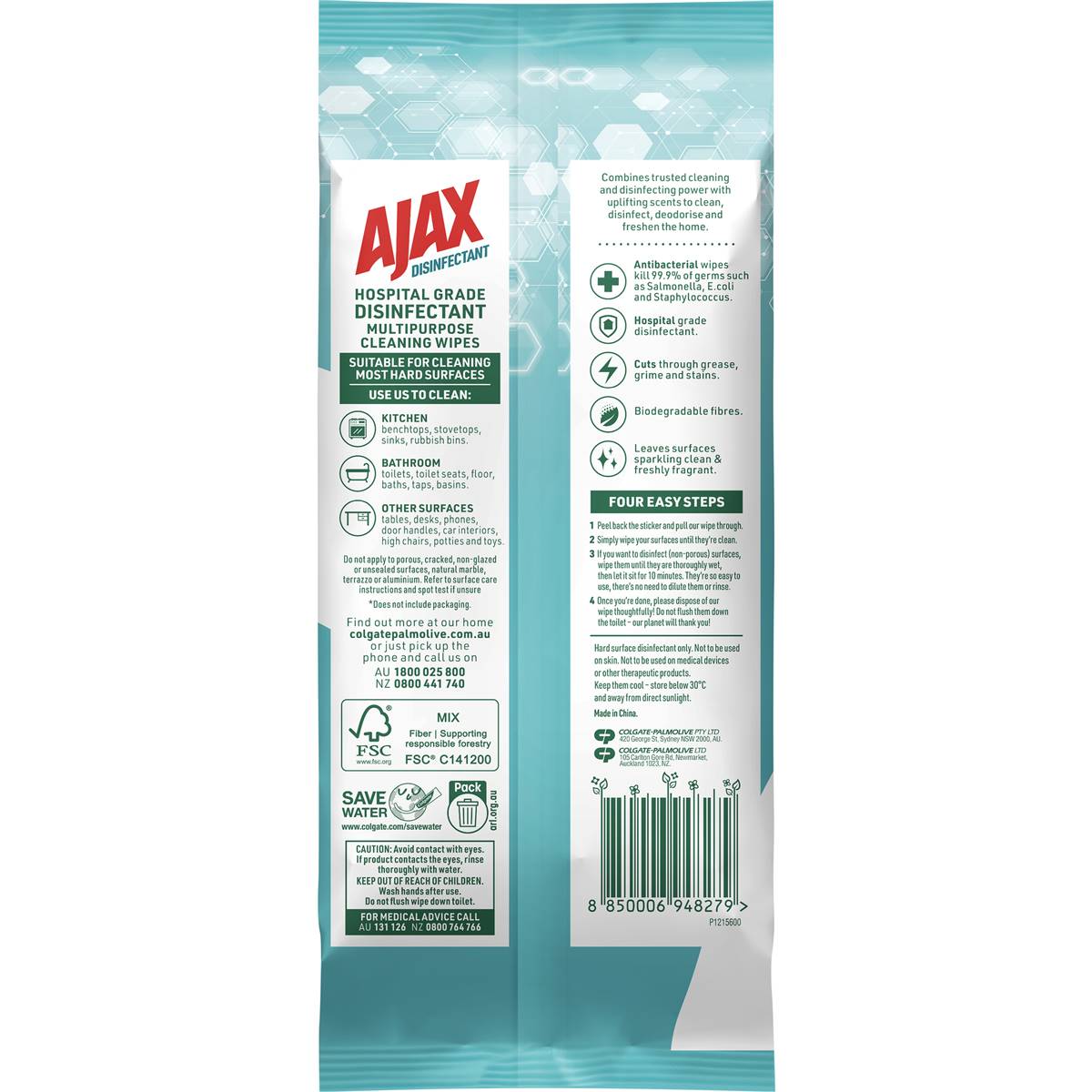 Ajax Disinfectant Cleaning Wipes Green Tea & Jasmine 110 Wipes each