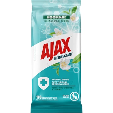 Ajax Disinfectant Wipes Green Tea & Jasmine 110 pack