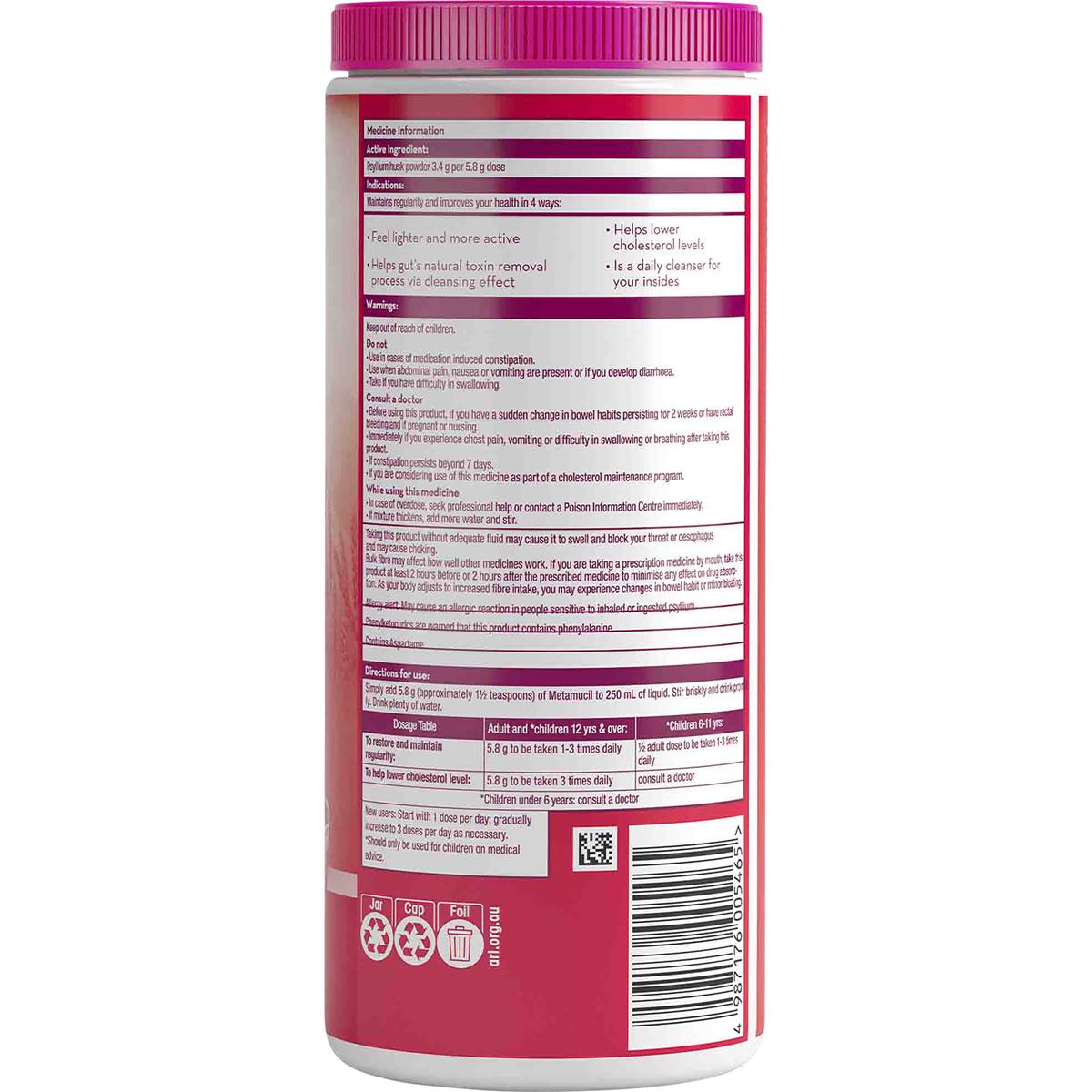 Metamucil Wild Berry Smooth Fibre Powder 72 Doses 425g