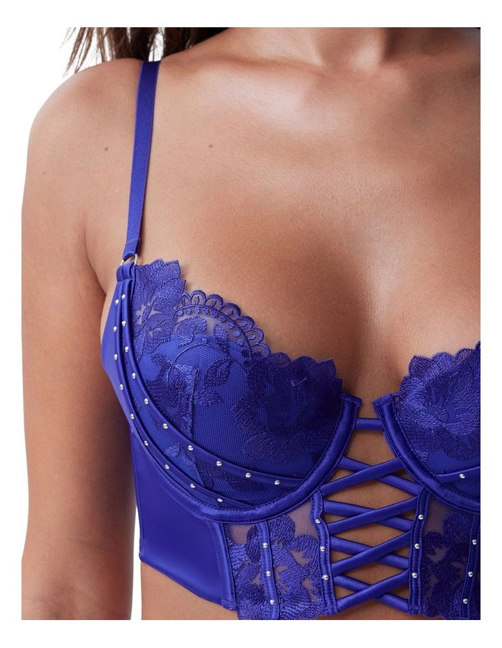 Bras N Things Vamp She's A Diva Push Up Bra in Dark Blue