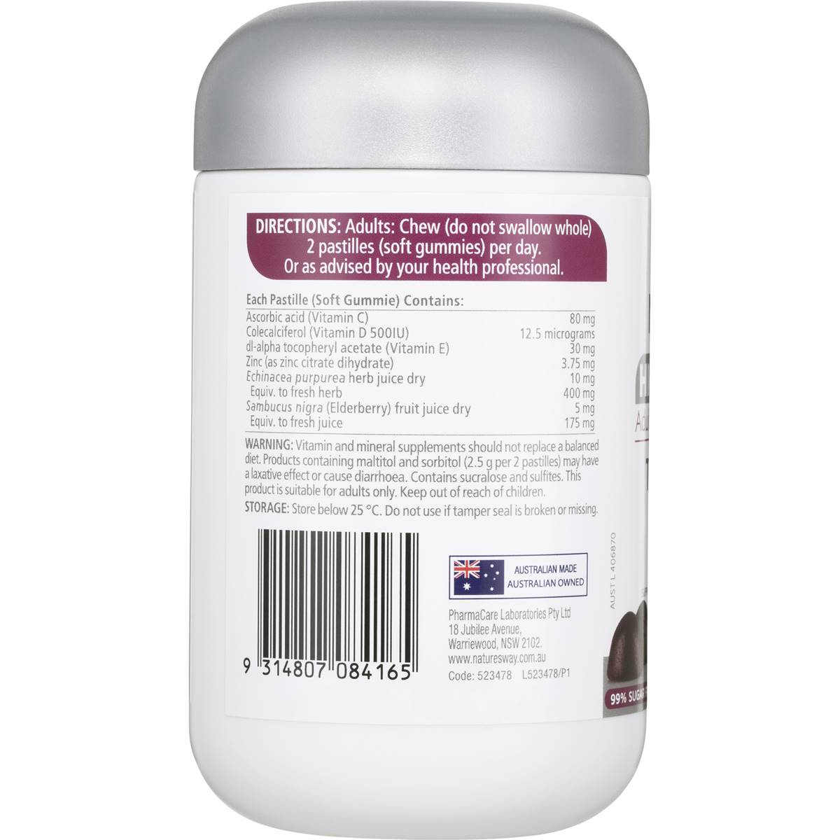 Nature's Way Adult Vita Gummies Triple Immune Support Pastilles 50 Pack