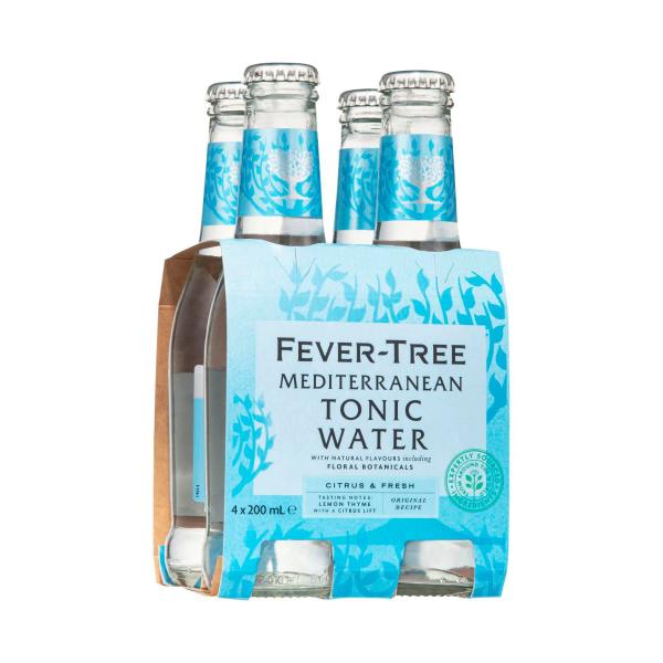 FEVER-TREE PREMIUM MIXERS 4X200ML:TONIC WATER MEDITERRANEAN:.:0.8 LITRE