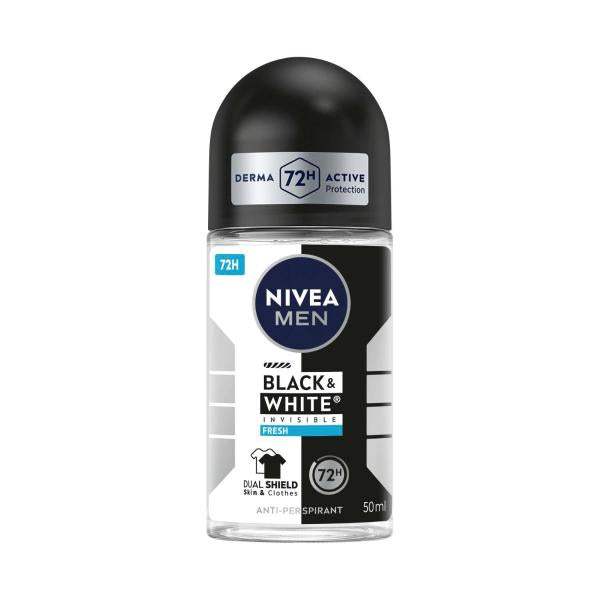 NIVEA DEO ROLL ON MEN INVISIBLE BLACK AND WHITE FRESH 50ML