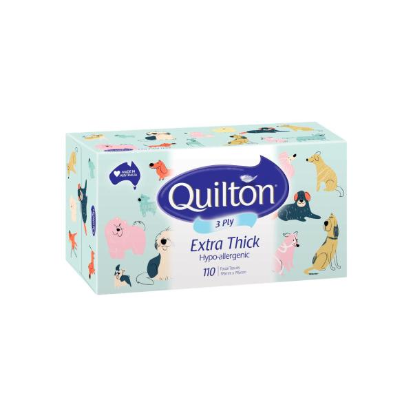 QUILTON 3 PLY EXTRA THICK FACIAL TISSUES 110 PACK
