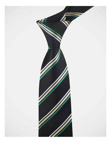 BLAQ STRIPE TIE NAVY/YELLOW