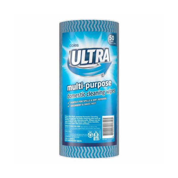 COLES ULTRA MULTI-PURPOSE DOMESTIC CLEANING WIPES 50PK