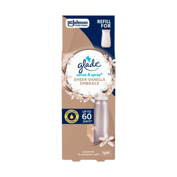 GLADE SENSE & SPRAY AIR FRESHENER REFILL SHEER VANILLA EMBRACE 12GRAM