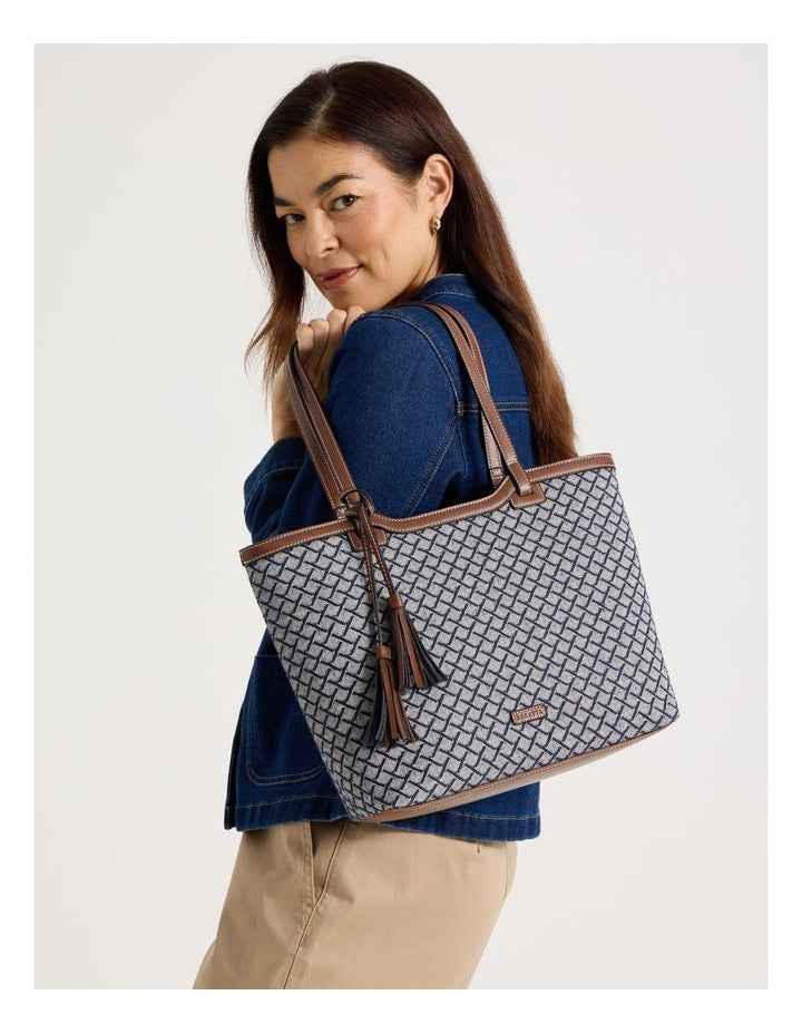 Meg Tote Bag in Navy Multi