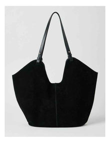 Kailee Suede Leather Tote Bag in Black