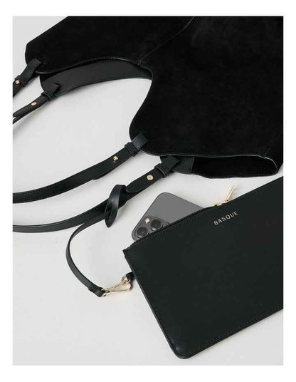 Kailee Suede Leather Tote Bag in Black