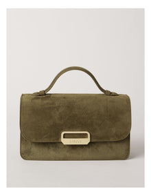 Fiona Suede Leather Satchel Bag in Olive