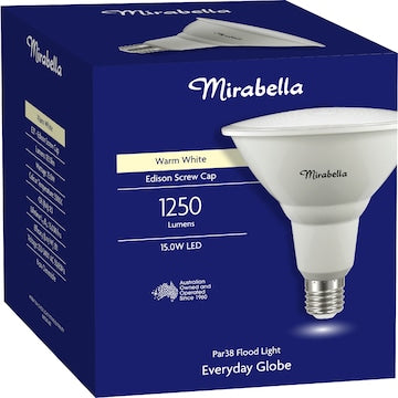 Mirabella LED Par38 Flood Light Es 15.0W Warm White each