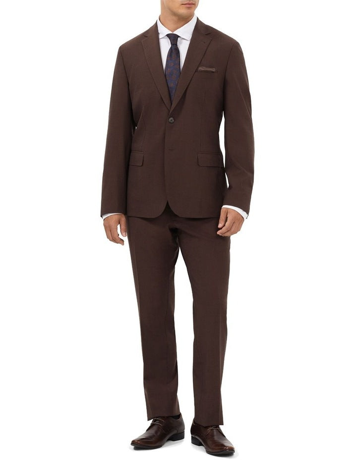 Travel Suit Wool Blend Jacket in Chocolate