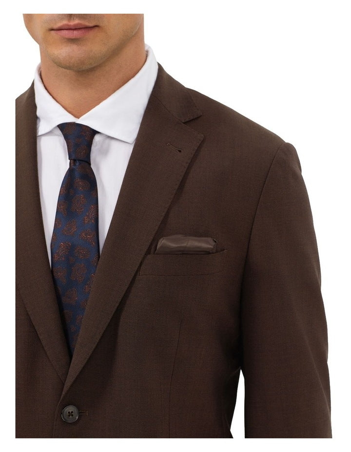 Travel Suit Wool Blend Jacket in Chocolate