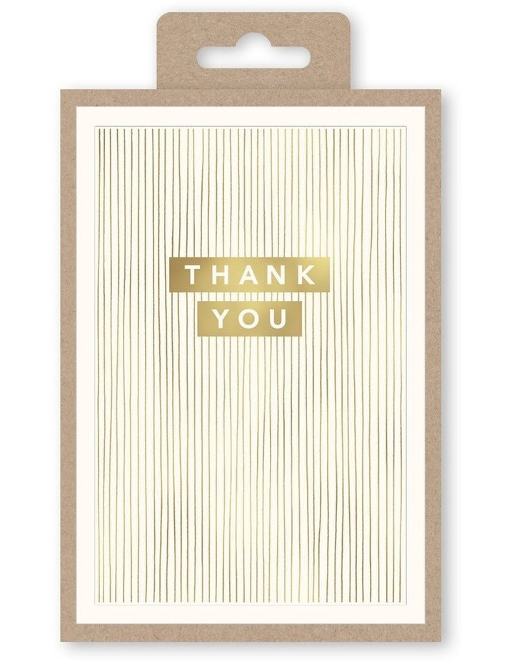 Gold Stripe Thank You Note Cards Box of 10