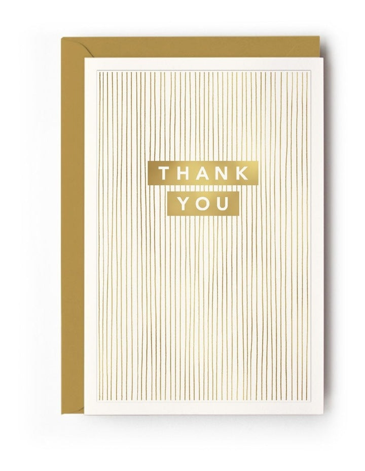 Gold Stripe Thank You Note Cards Box of 10