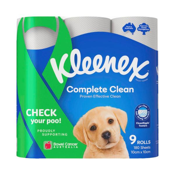 KLEENEX COMPLETE CLEAN TOILET PAPER 9 PACK