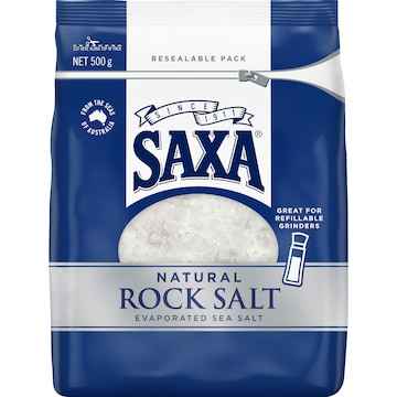 Saxa Refill Value Pack Natural Rock Salt 500g