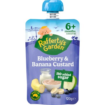 Rafferty's Garden Blueberry & Banana Custard Baby Food Pouch 6+ Months 120g