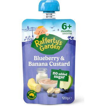 Rafferty's Garden Blueberry & Banana Custard Baby Food Pouch 6+ Months 120g