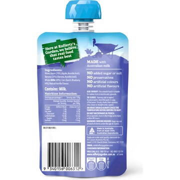 Rafferty's Garden Blueberry & Banana Custard Baby Food Pouch 6+ Months 120g
