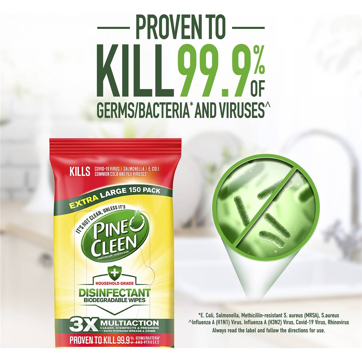 Pine O Cleen Lemon Lime Disinfectant Cleaning Wipes 150 Pack