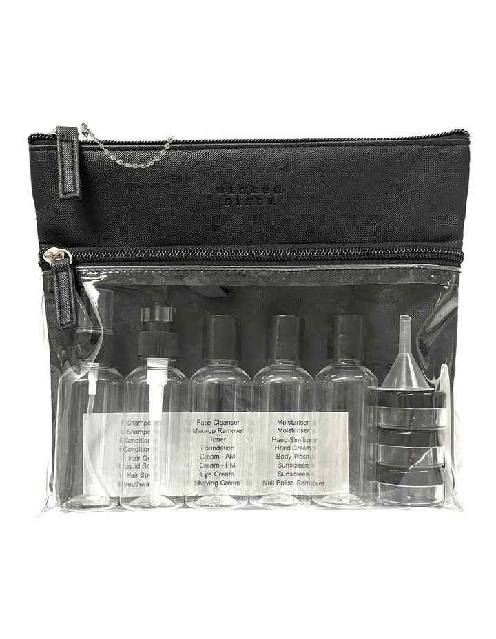 Premium Bag with Travel Bottles in Black