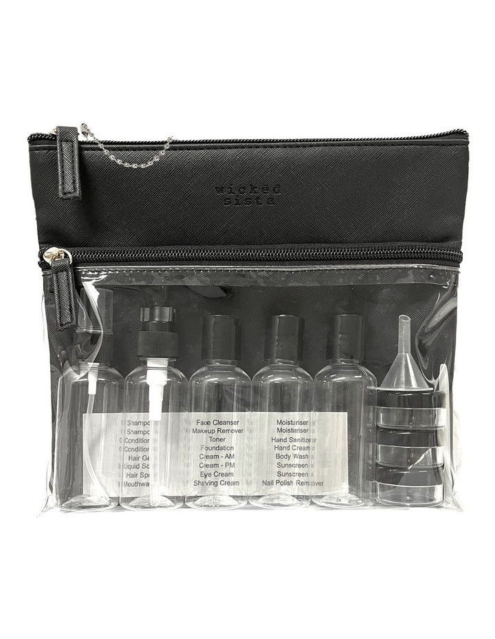 Premium Bag with Travel Bottles in Black