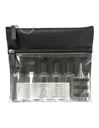Premium Bag with Travel Bottles in Black