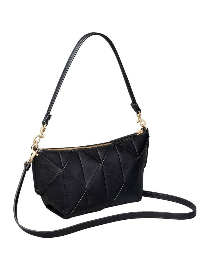 Woven Shoulder Bag in Black