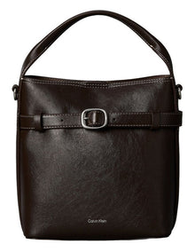 Buckle Mini Bucket Crossbody Bag in Chocolate