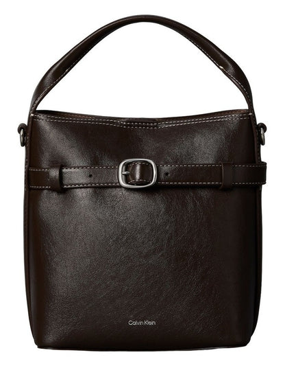 Buckle Mini Bucket Crossbody Bag in Chocolate