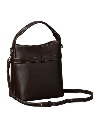 Buckle Mini Bucket Crossbody Bag in Chocolate