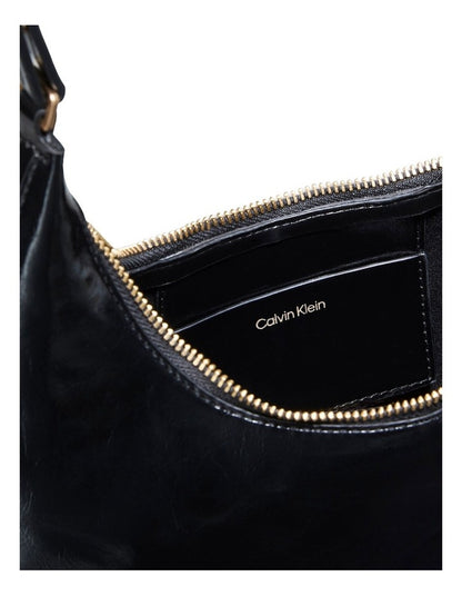 Foil Logo Glossy Shoulder Bag in Black