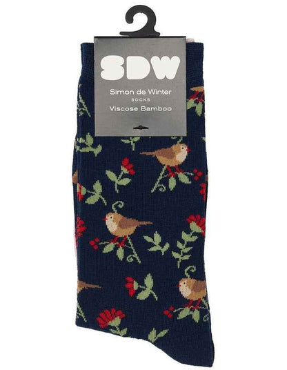 2 Pack Patterned Crew Socks in Navy/ Blush