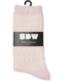 Textured Crew Socks 2 Pack in Blush/Pink