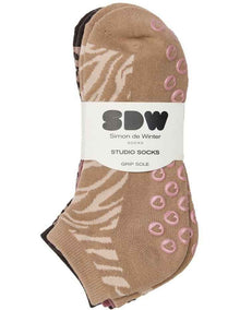 Patterned Grip Sole Low Cut Socks 3 Pack in Multi