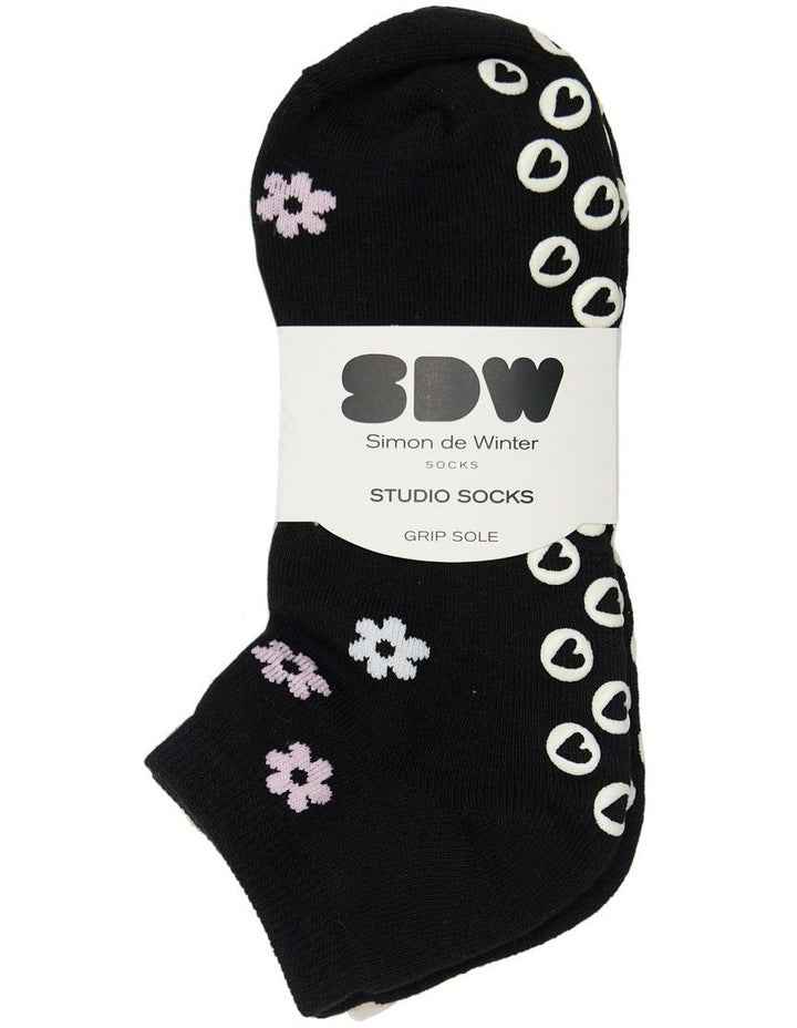 Patterned Grip Sole Low Cut Socks 3 Pack in Multi