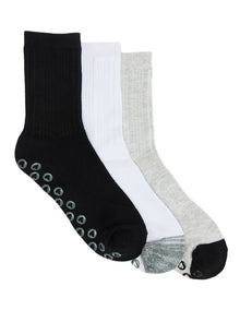 Grip Sole Mock Rib 3/4 Crew Socks 3 Pack in Multi
