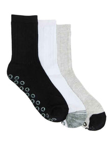 Grip Sole Mock Rib 3/4 Crew Socks 3 Pack in Multi