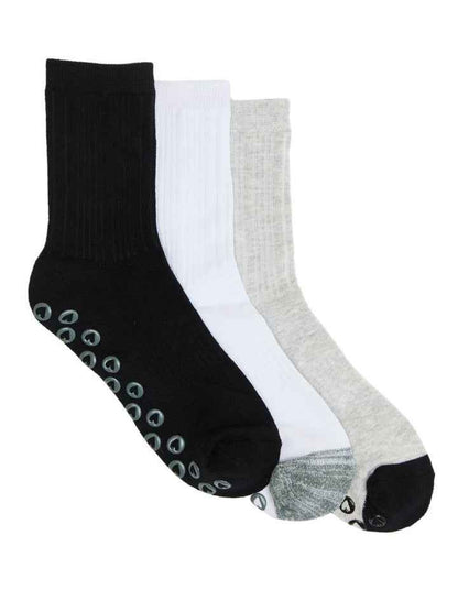Grip Sole Mock Rib 3/4 Crew Socks 3 Pack in Multi