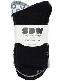 Grip Sole Mock Rib 3/4 Crew Socks 3 Pack in Multi