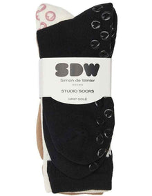 Stripe Grip Sole Rib Crew Socks 3 Pack in Multi