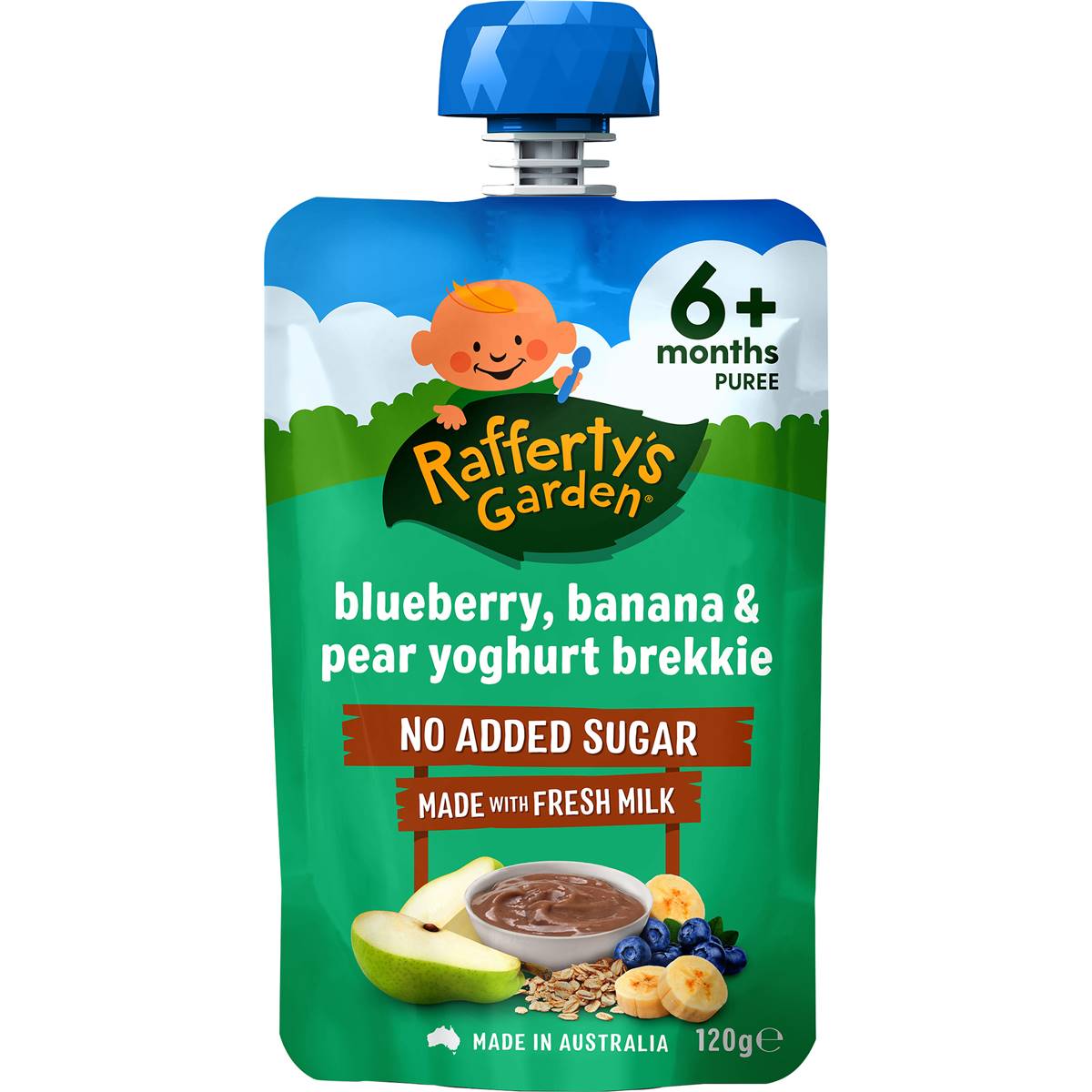 Rafferty's Garden Blueberry, Banana & Pear Pouch Yoghurt Brekkie Baby Food 120g