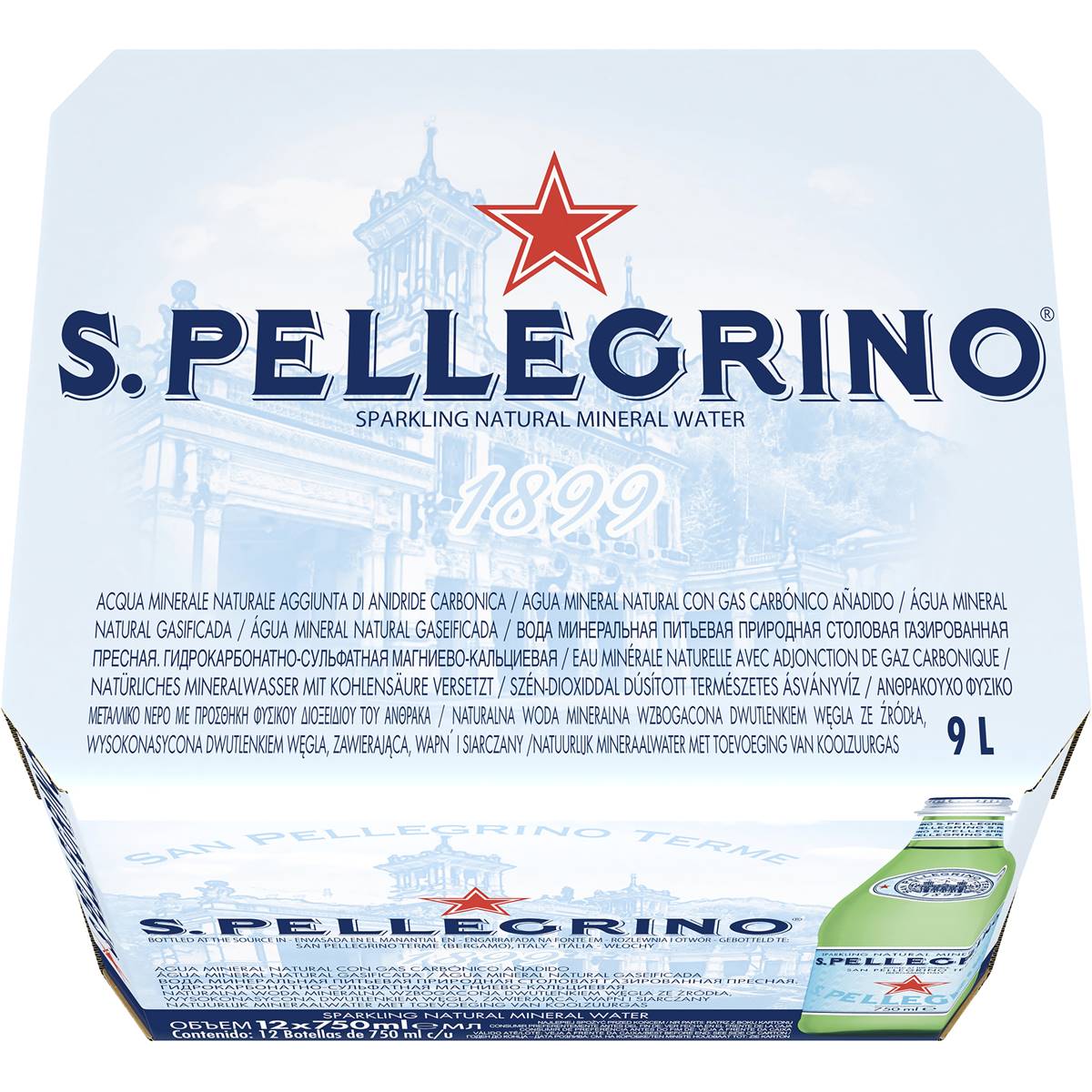 Sanpellegrino Sparkling Natural Mineral Water 750ml x12 Pack