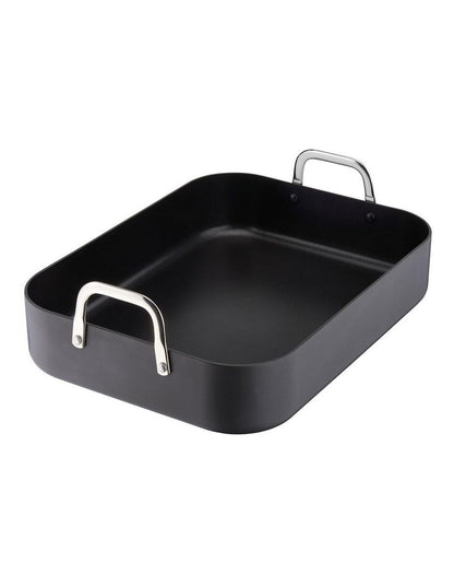 Hard Anodised 28cm Roaster with Rack in Black